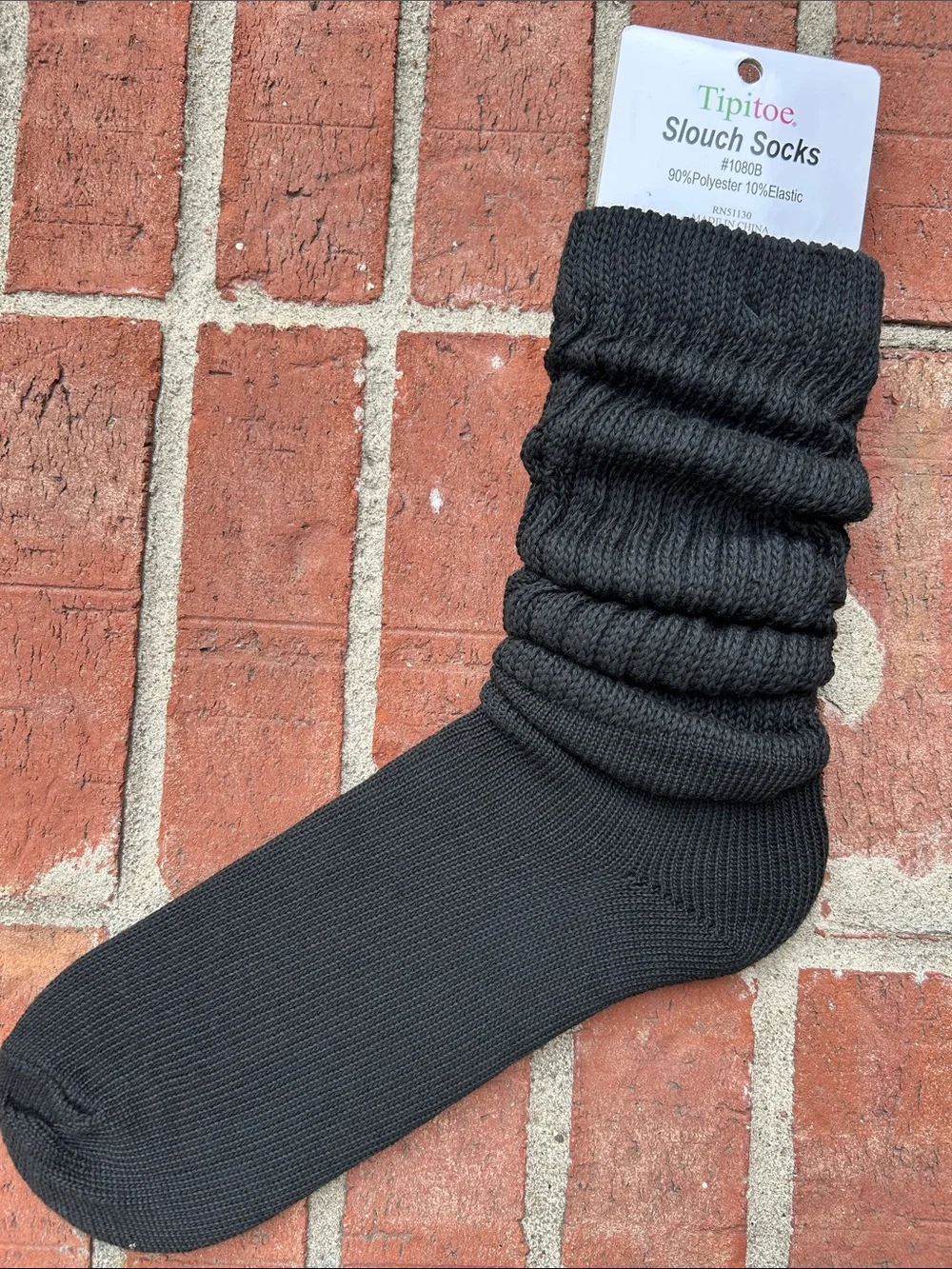 TIPITOE Black Chunky Rib Knit Stretch Ladies Scrunch Slouch Socks